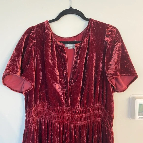 Anthropologie Somerset Velvet Maxi Dress in Deep Auburn Red Burgundy Women’s XL - Picture 4 of 7